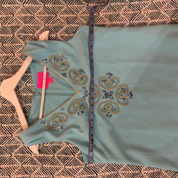 Lilly Pulitzer Penelope blue Ibiza embellished sleeveless shift dress women’s 8 - Picture 5 of 10